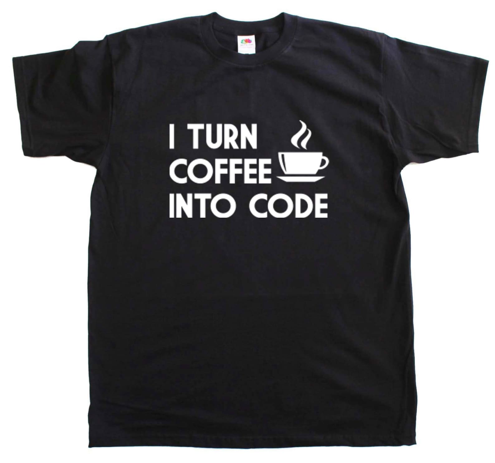 I Turn Coffee Into Code Funny Geek Mens Loose Fit Cotton T-Shirt S