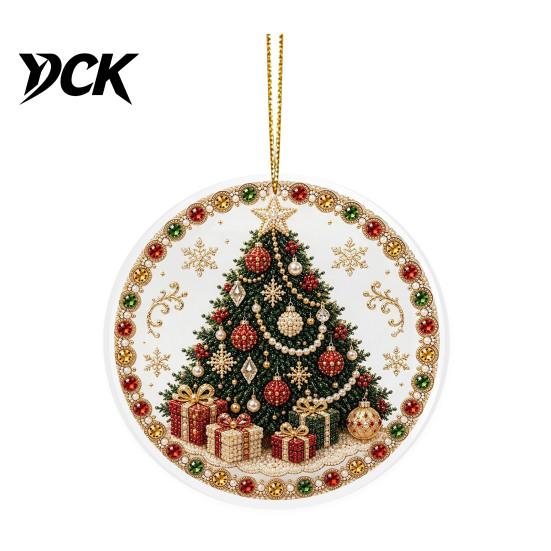 Festive Wall Hanging Christmas Acrylic Ornament, 2D Flat Double Side Printed Office Holiday Decorations Santa Snowman Pendant for Tree Window,