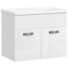 Suspended Bathroom Cabinet with Washbasin, Cabinet with 2 Doors with Soft-Close Hinges, 61x40x50cm, Glossy White