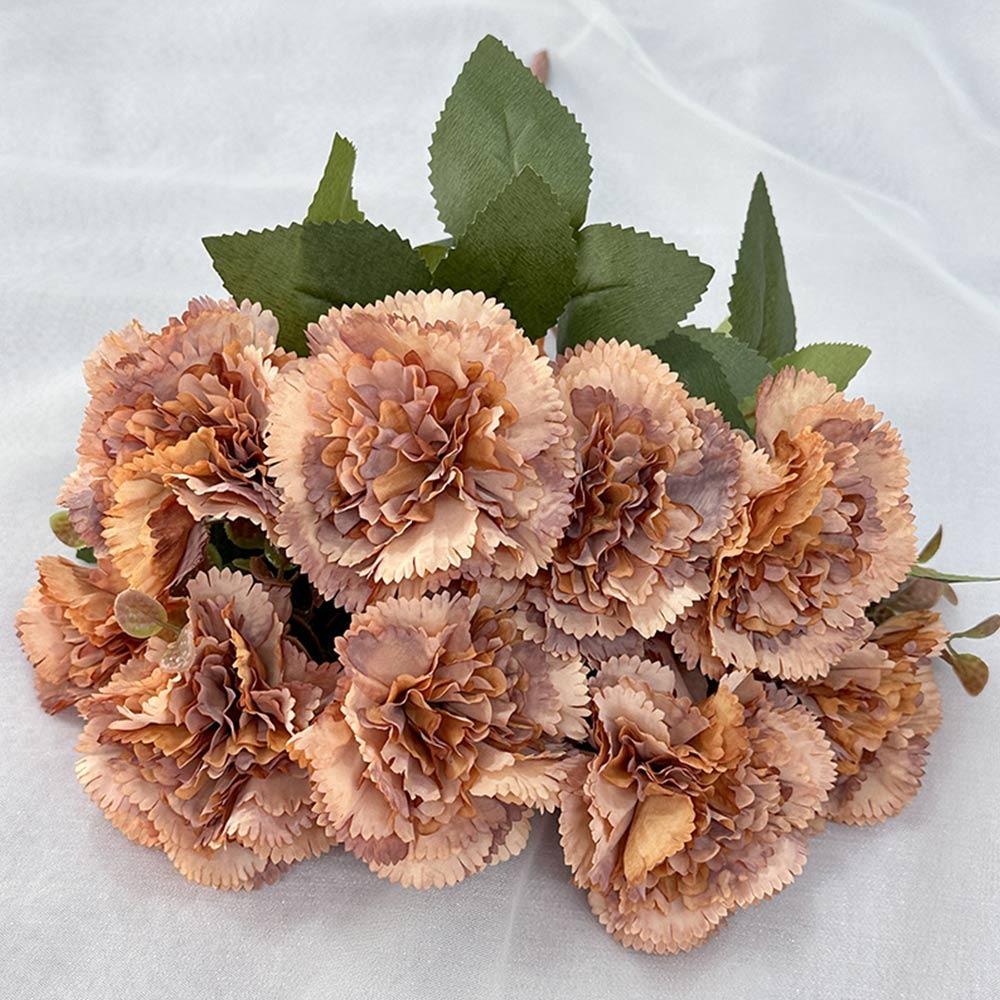 Multicolor Carnation Artificial Flower Silk Petal 9 Heads Simulation Plants Desktop Ornament Floral Arrangement