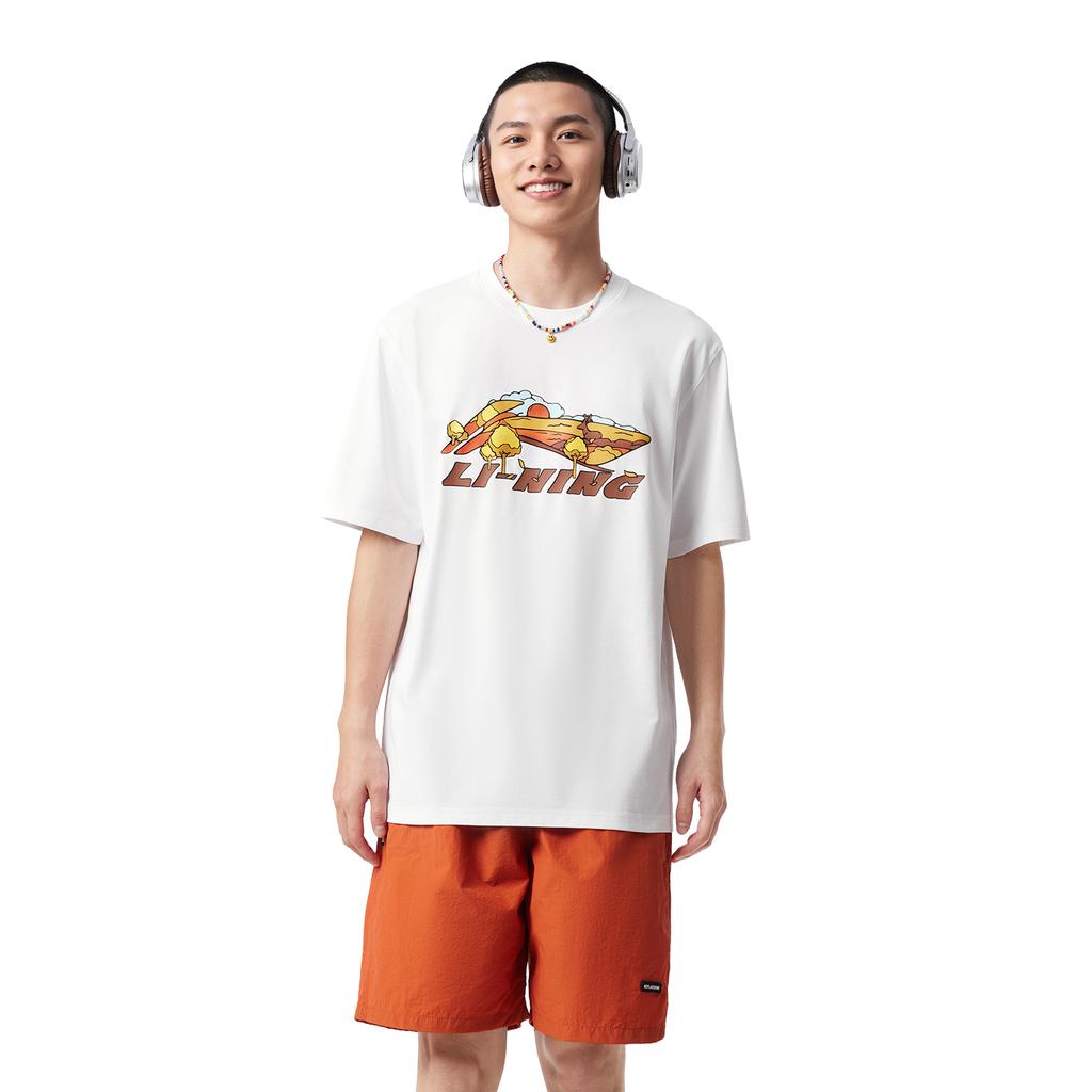 Li Ning Sports Life Collection T Shirt Men's Standard White Autumn AHSV369-5
