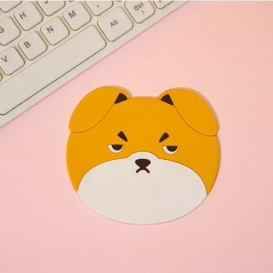 Cute Cat & Puppy Expression PVC Silicone Non-slip Heat Insulation Coaster Mat