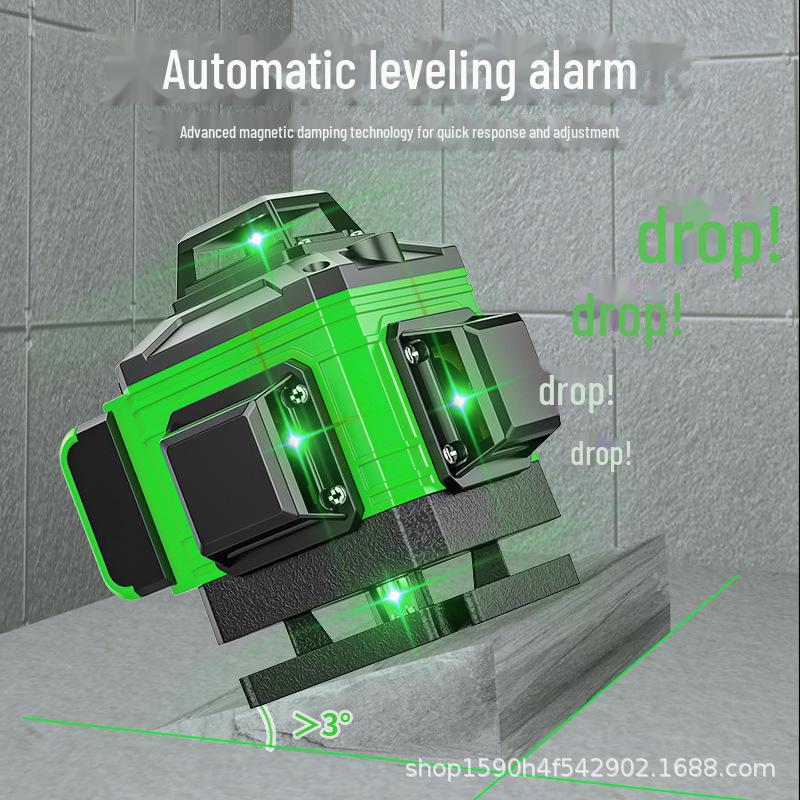 High-Precision 16-Line Laser Level with 12 Green Light Lines for Automatic Ground and Wall Leveling