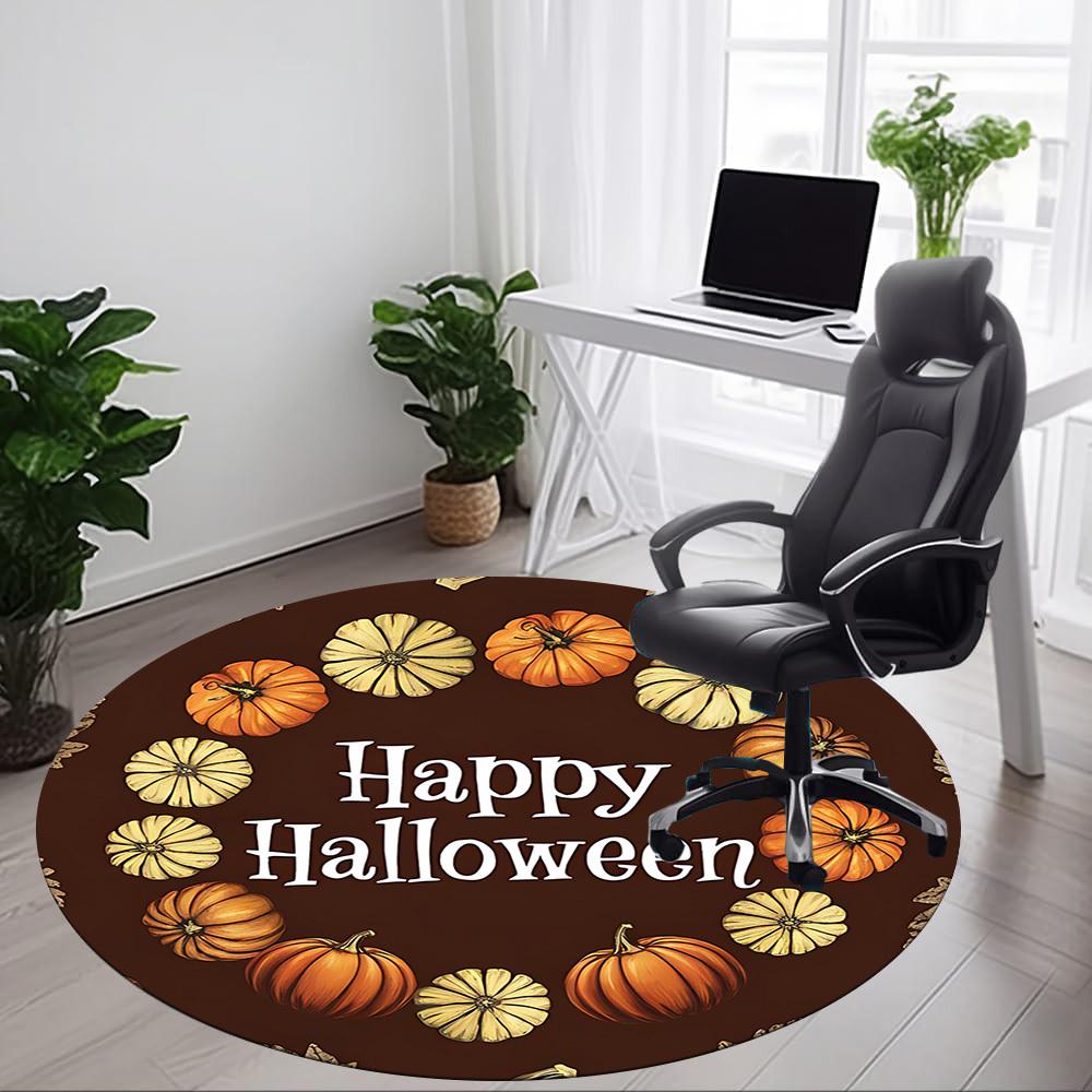 1 Stück Kürbis Halloween Büro Runder Teppich, Unter Bürostühlen Schlafzimmer Wohnzimmer Heimdekoration, Raumdeko, In Verschiedenen Größen Erhältlich