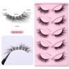 5 Pair Full Strip Cat Eye Fake Lashes 3D Faux Mink Lashes Fluffy L Curl False Eyelashes  Women