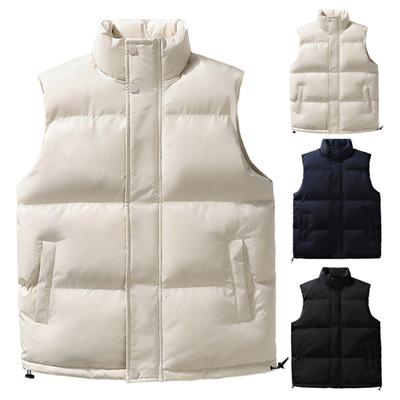Men Vest Coat Stand Collar Sleeveless Zipper Closure Waistcoat with Pockets Design Adjustable