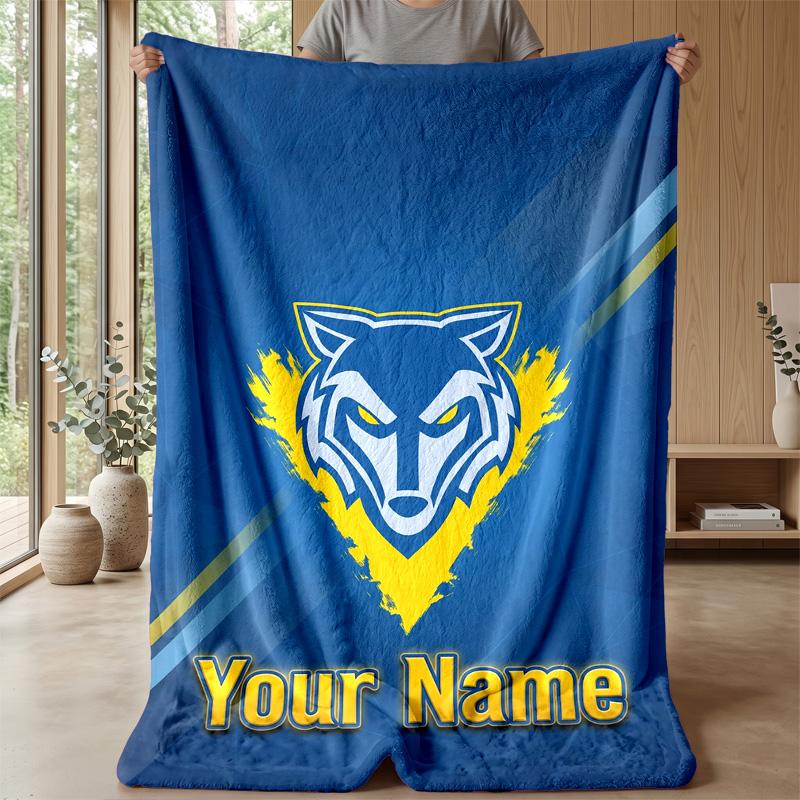 Warrington Wolves Custom Flannel Throw Blanket Print Your Name Text Soft Warm Blanket Holiday Present