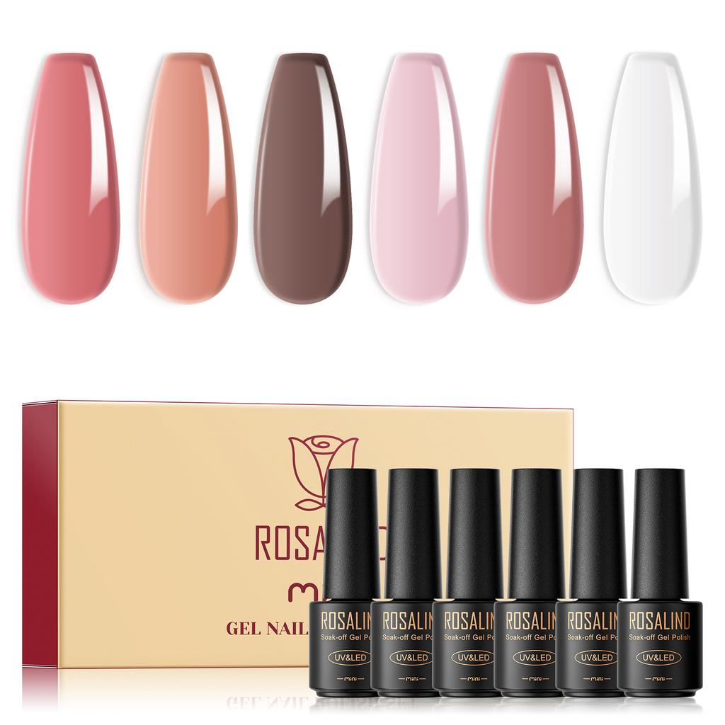 ROSALIND Gel Nail Polish Set 6pcs/Lot Nail Art Gel Polish Semi Permanent Gel Varnish Hybrid Soak Off UV Lamp Base Top Coat Gel Polish Kit