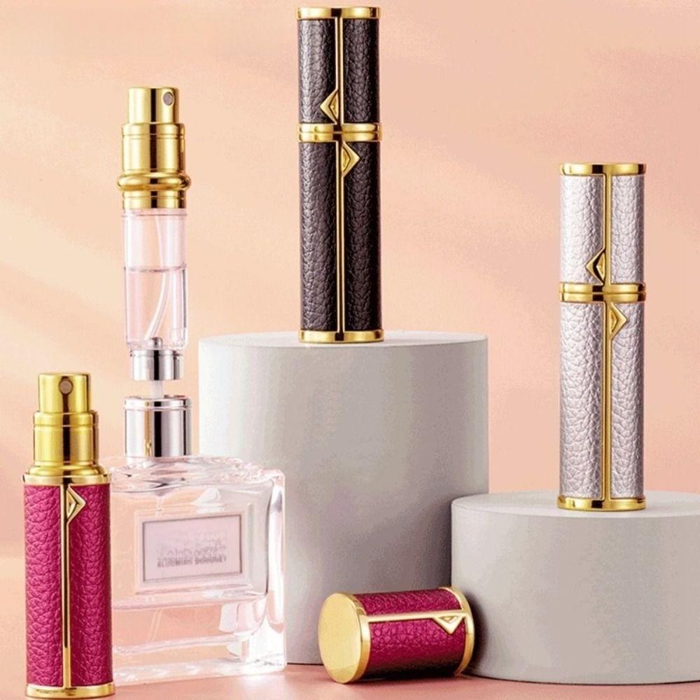 Luxury 5ml Real Leather Spray Bottle Aluminum Perfume Atomizer Bottom-filled Perfume Bottle Travel