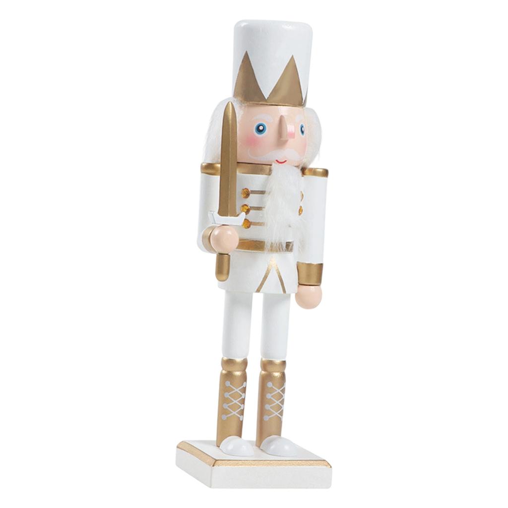 25CM Nutcracker Figurine Wooden Nutcracker Statue Table Centerpiece for Home Living Room Cabinet Shelf Christmas Decoration