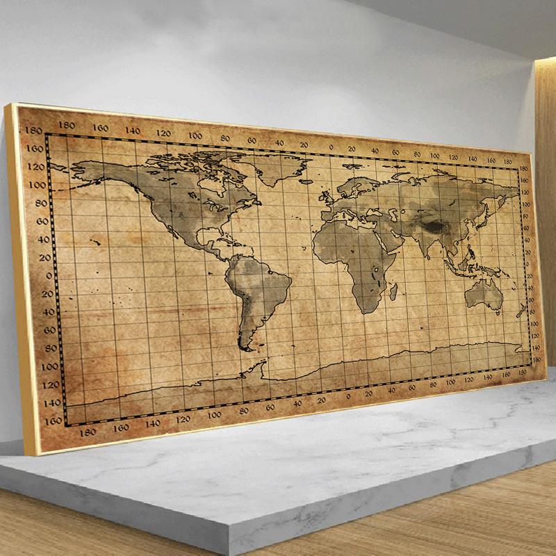 Satın alın Retro Geographic Map of the World Painting Canvas Print ...
