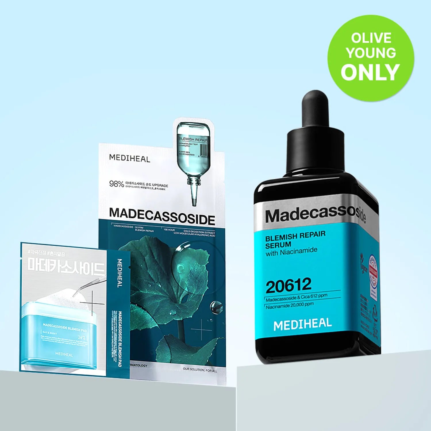 MEDIHEAL Madecassoside Blemish Repair Serum 100ml Set (+2 Toner Pads, 1 Face Mask) 100ml (+2 Pads, 1 Mask)