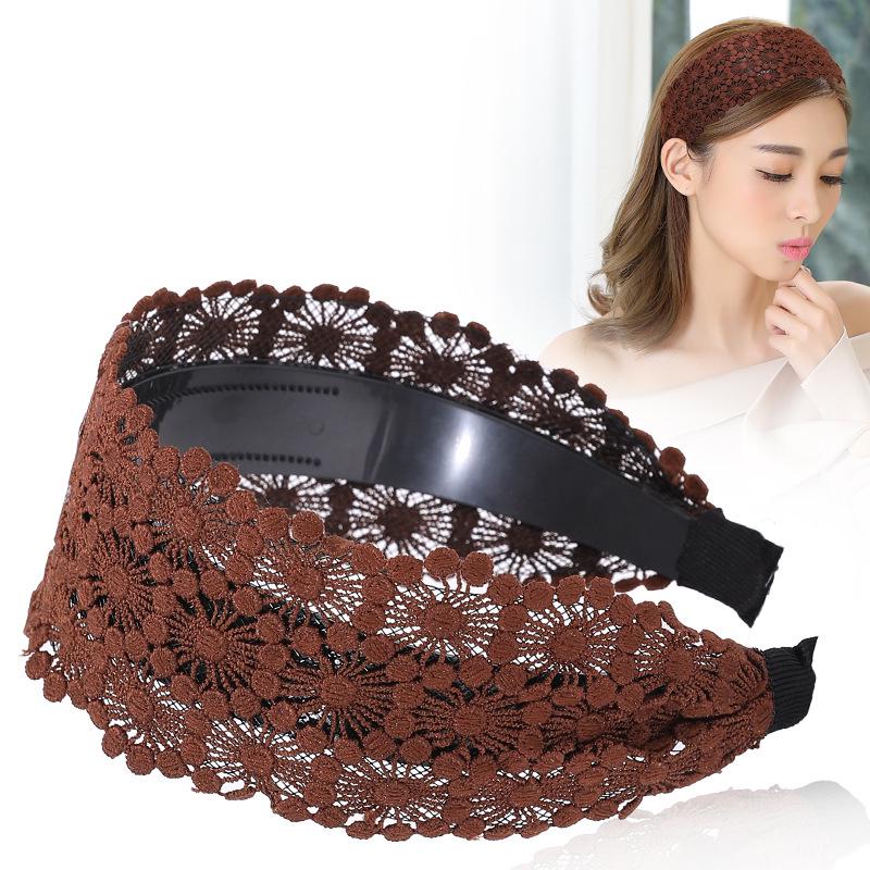 Korean White Lace Wide Hair Clip Headband for Women - Fashion Hair Flower Scarf