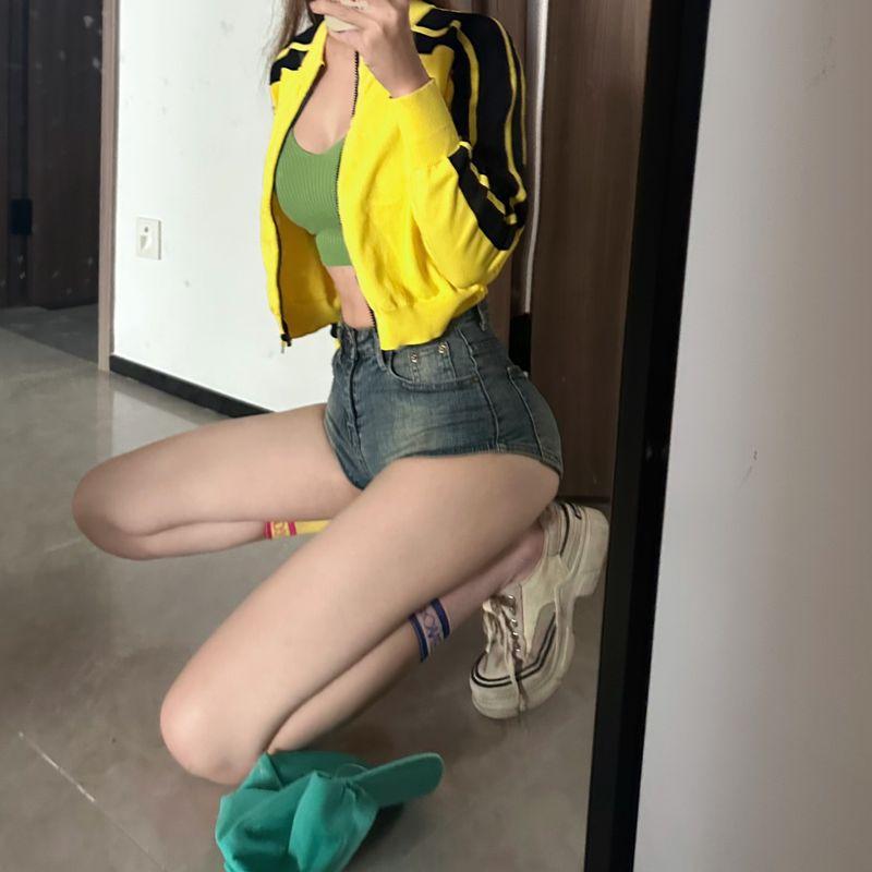 

Picture Famous Short Tight Sexy Sheath Shorts Street European and American Style Personality Jeans 2024 Retro Blue L