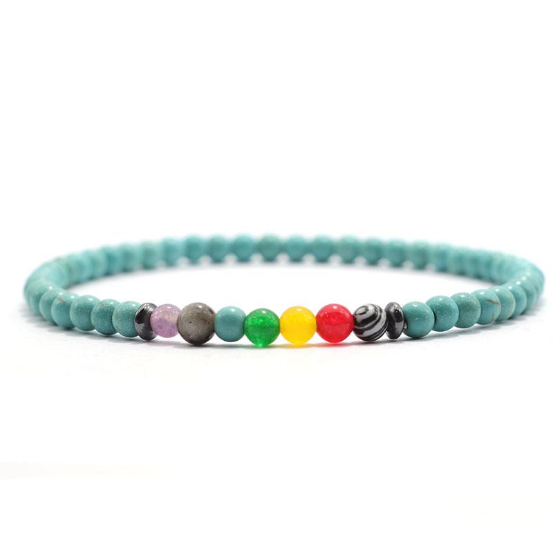 

New Chakra Bracelet For Men 4mm Braclet Natural Lava Onyx Beaded Braslet Yoga élastique Braclet Pulseira Masculina Gift For Him M 19.5cm 7.7in