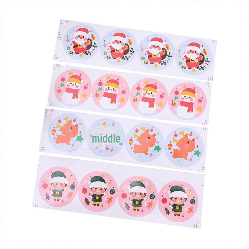 Autocolante Festive de Crăciun cu Desene Animate pentru Geam: Decalcomanii Rotunzi Moș Crăciun, Reni, Om de Zăpadă