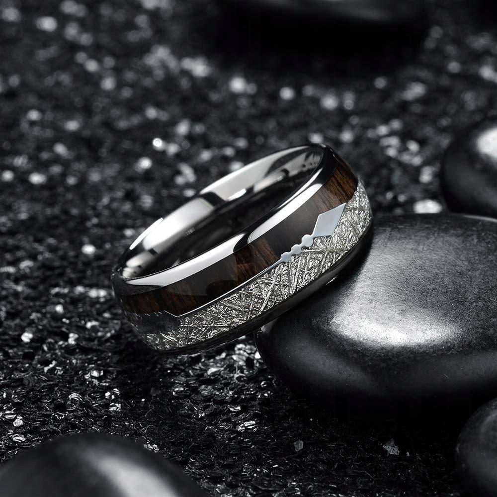 Wedding Ring Silver Signet Ring Steel Wood 241