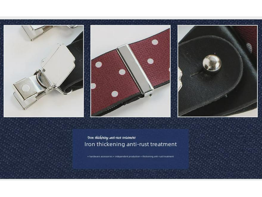 Herren 3,5 cm Verstellbare Hosenträger mit Polka Dots und drei Clips