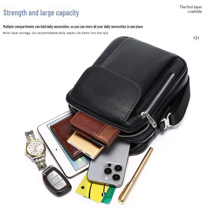 Men's High-End Genuine Leather Messenger Bag - Large Capacity, First Layer Cowhide Shoulder Bag