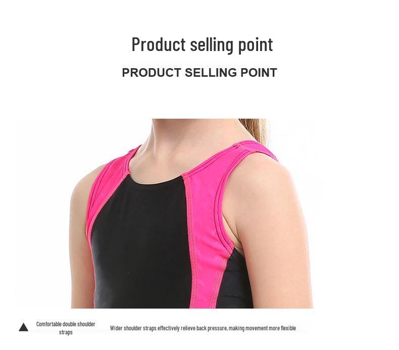 Girls' One-Piece Swimsuit - Cute, Five-Point Design for Children's Swim Training