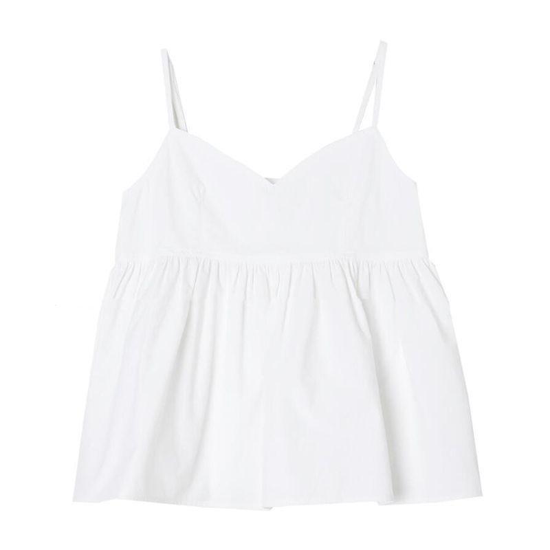 

Они Ниша Свободный Однотонный V-образный Топ на Бретелях White in stock and fast delivery All yards