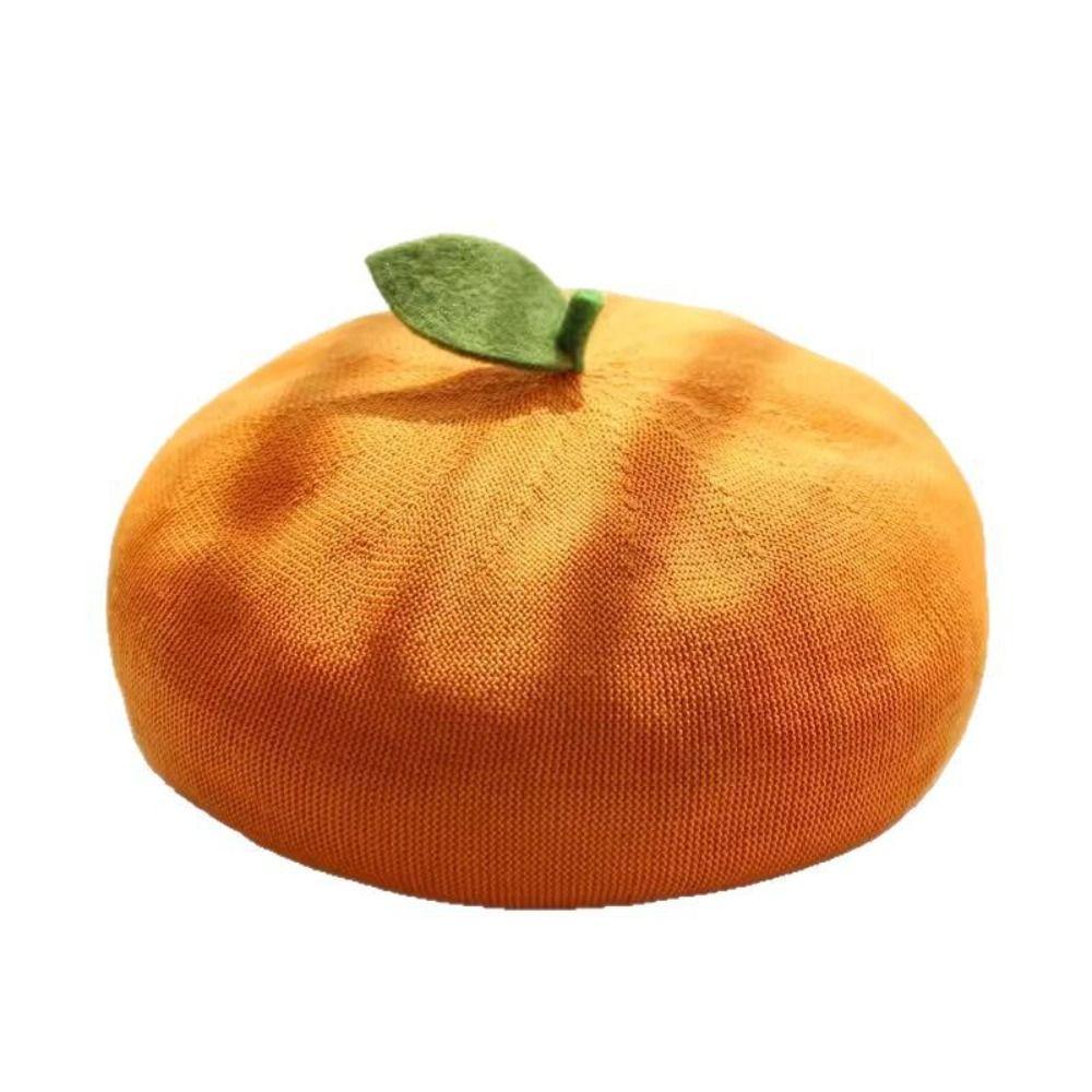 Breathable Girl Painter Hat Little Leaf Beanie Beret Cap Japanese Beret Fruit Caps  Spring Summer