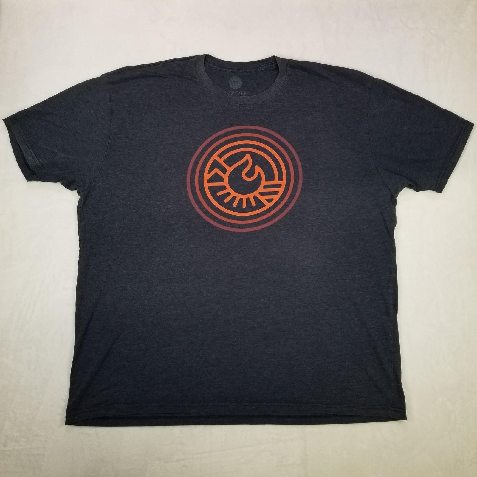 Wohven Men s Charcoal Gray Camping Fire Graphic Sun Logo Size XXL Casual Unisex T-Shirt M