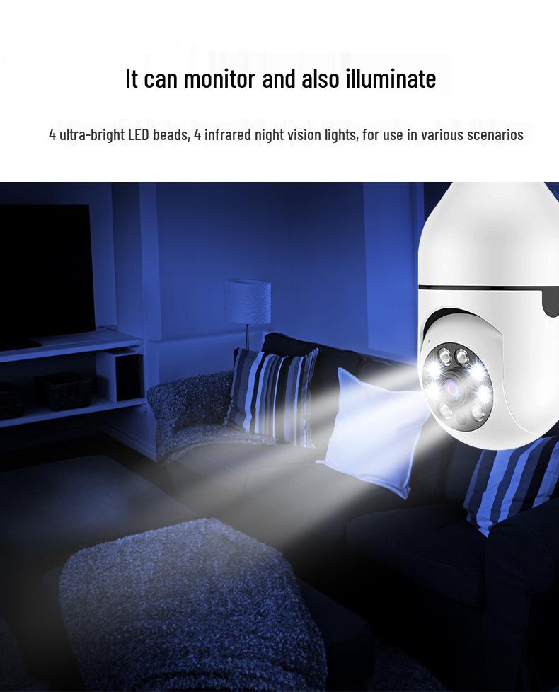 Panoramic 360° Night Vision E27 Wireless Lamp Head Camera