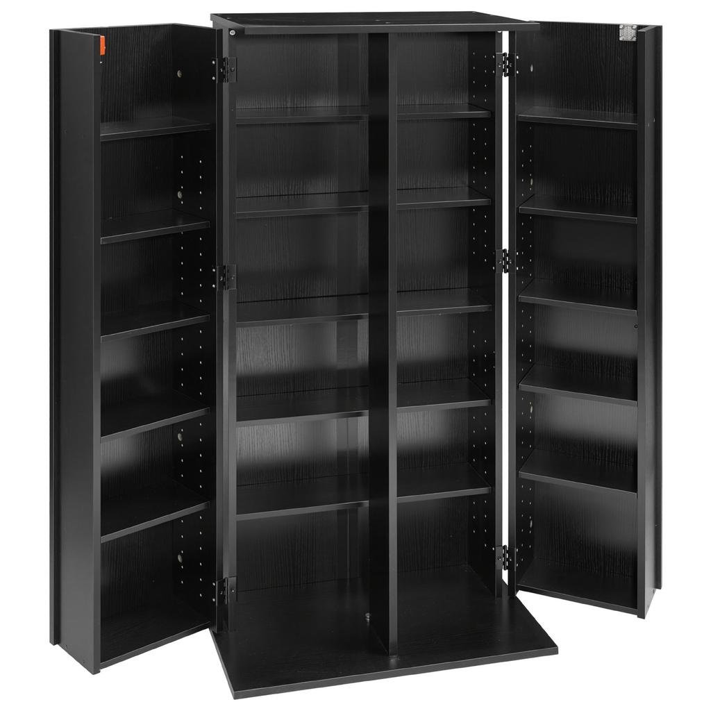 Media Storage Cabinet, 6-Tier DVD Shelf Organizer, 610 X 368 X 1270 Mm Multimedia Storage Organizer for CDs, DVDs, Books, Games, CD Shelf for Living
