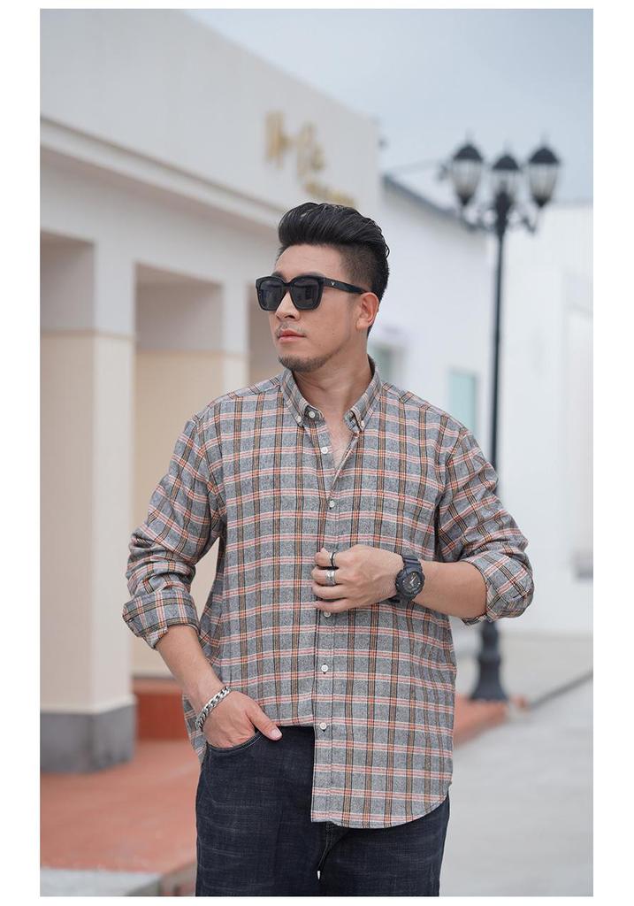 Camicia a quadri in flanella a maniche lunghe da uomo taglie forti Autunno/Inverno