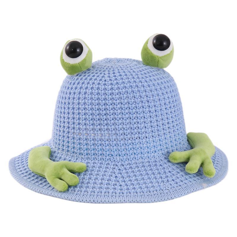 Children'S Sun Hat Summer Sun Protection Bucket Hat Thin Knitted Hat Cute Frog Sun Hat Boy Outdoor Cool Hat