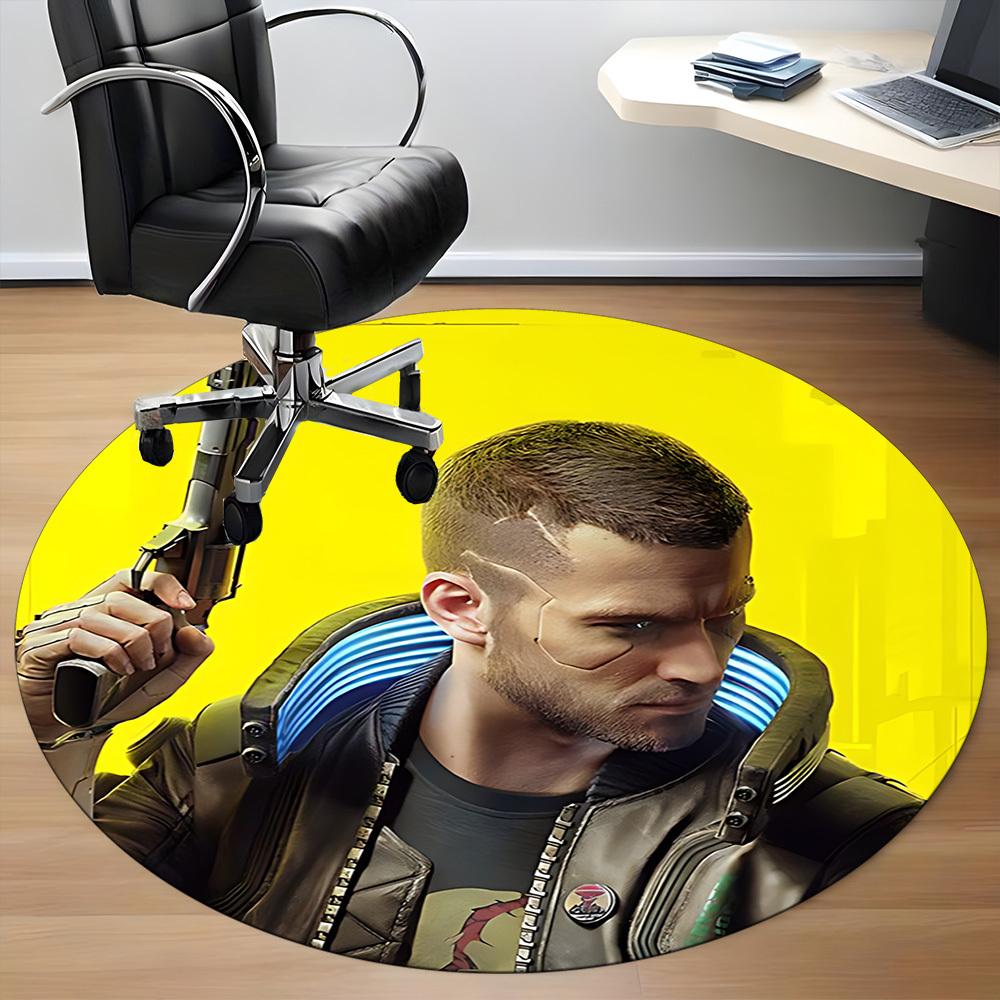 1pc Cyberpunk Future Office Round Area Rug, Indoor Mat Suitable For Office,Bedroom Living Room Home Decor, Room Deco a0926199