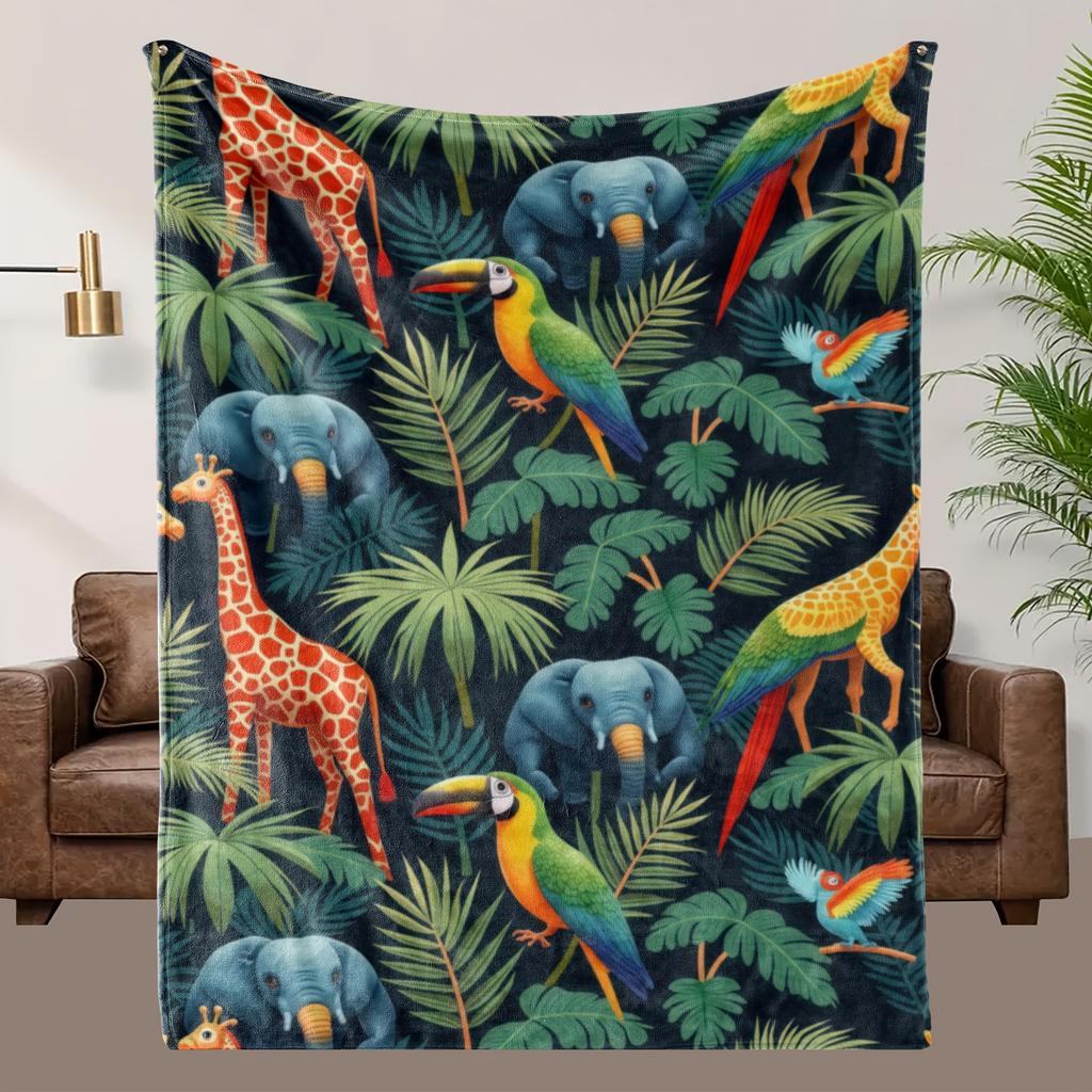 Soft High-Definition Tropical Animal Pattern Fleece Blanket, Soft, Breathable  Polyester, Perfect Gift, All-Season
