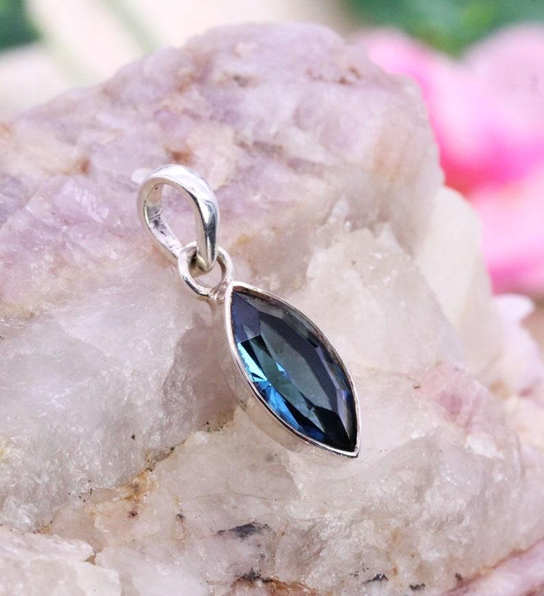 

Лондонский голубой топаз, лабораторно выращенный драгоценный камень, лечебный кулон, серебро 925 пробы, серебряные украшения, эффектные украшения