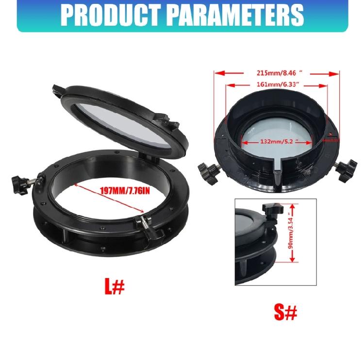 Round Boat Hatches Portlight Porthole Window ABS Easy Assembly 4mm Safety Glass Corrosion Resistant Marine