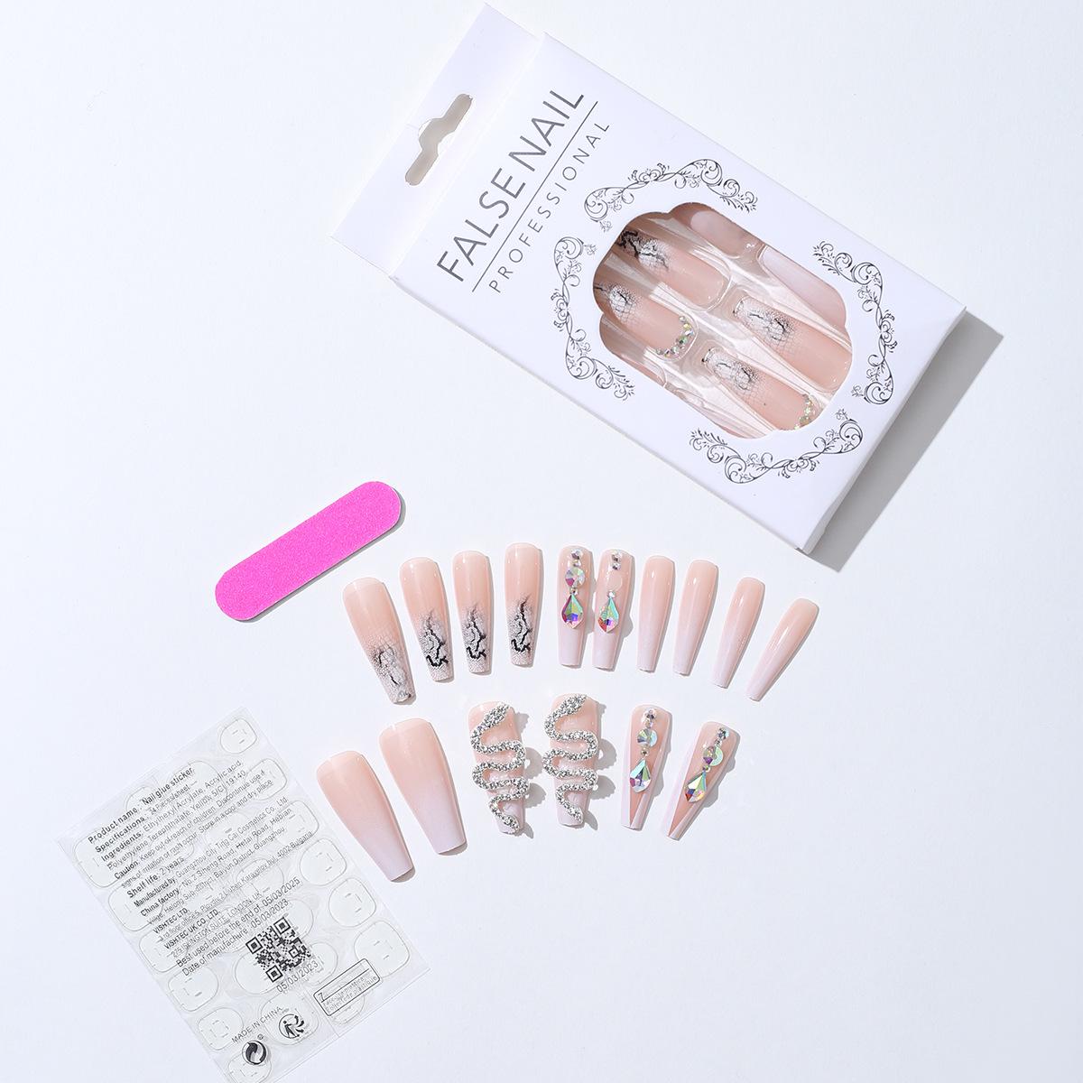 

Трансграничный французский бриллиантовый нейл-арт: Крутые серебристые ногти-накладки с инкрустированными бриллиантовыми осколками