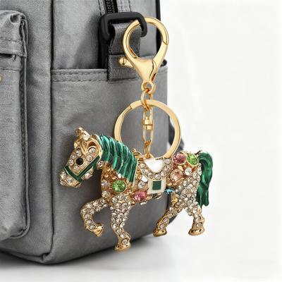 Keychain Pendant Sparkling Rhinestones Cartoon Horse Shape Key Chain Bag Wallet Phone Car Decoration