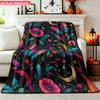 One Blanket Featuring Colorful Butterflies and Flowers 2D Printed Flannel Throw Blanket. Suitable for Sofas Daily Travel and As a