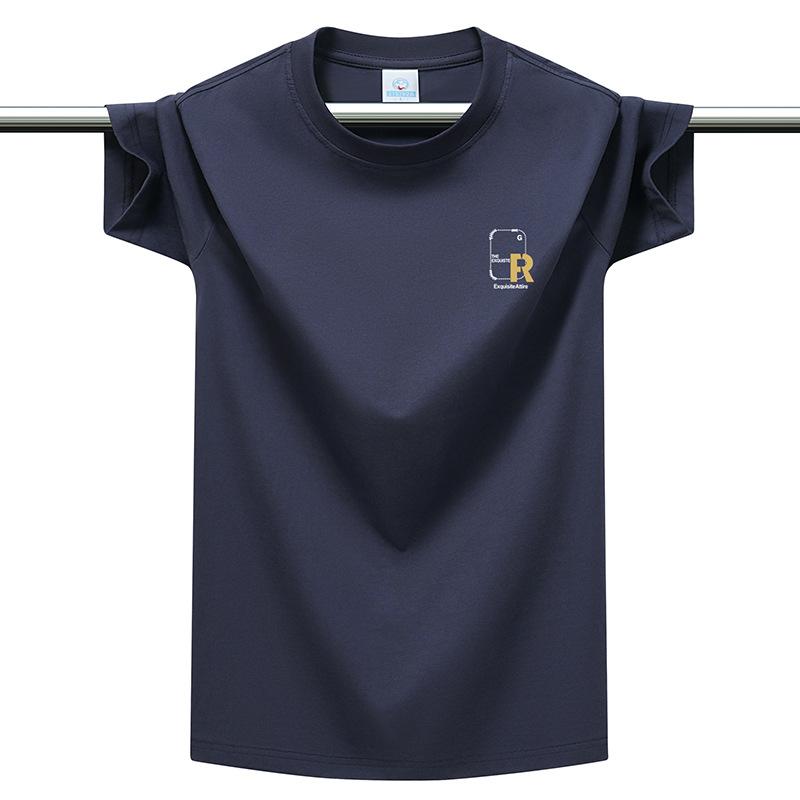 Plus Size Men's T-shirt 220g Heavyweight Cotton Solid Color Loose Fit Casual Summer Tee Top