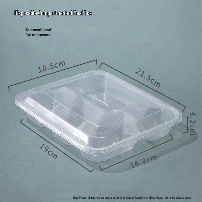 Lu Feng Lai Disposable 5-Compartment Plastic Takeaway Lunch Boxes (150-Count)