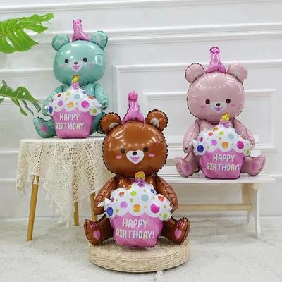 1pcs 4D Bear Foil Balloon Baby Birthday Photo Props Cartoon Aluminum Film Balloons Happy Birthday Party Balloon Baby Shower