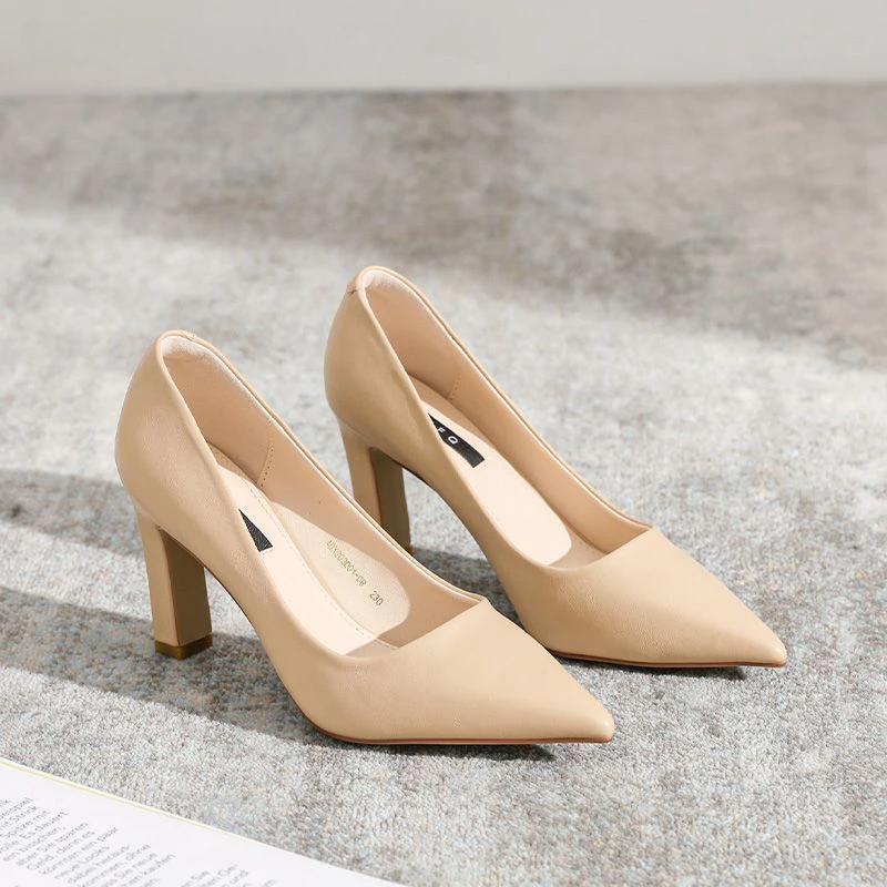 Fashion Women's Shoes Sexy Non Slip Ladies Pumps Square Heels Chic Point Spring Stylish Quick Delivery Beau Today Footwear Wholesale