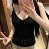 Sweet Wind Crochet Hollow Suspender Knitted Vest Spring and Summer Loose and Thin Fashion Temperament Versatile Short Top