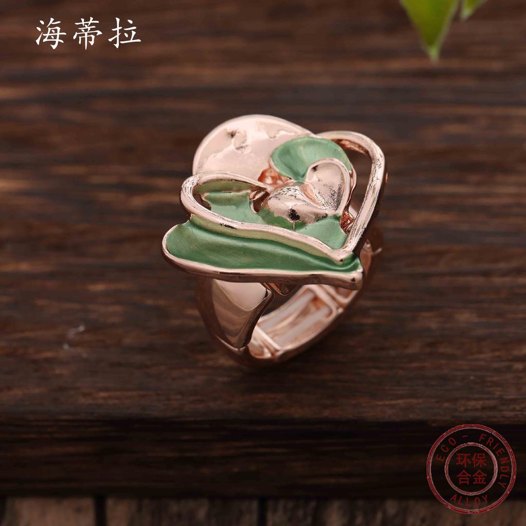 Enamel Valentine's Day love elastic ring, fashionable senior couple love ring gift