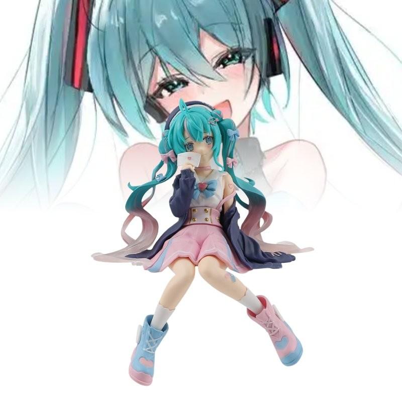 Adorable Hatsune Miku Pink Sitting Pose Pvc Figure For Collectors And Fans