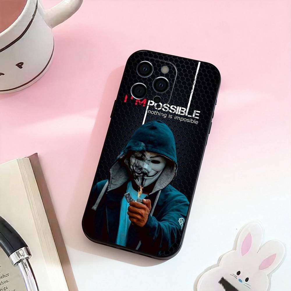 A-Anonymous Hacker   Phone Case For iPhone 17,16,15,14,13,12,11 Plus,Pro Max,Soft Silicone Black Cover
