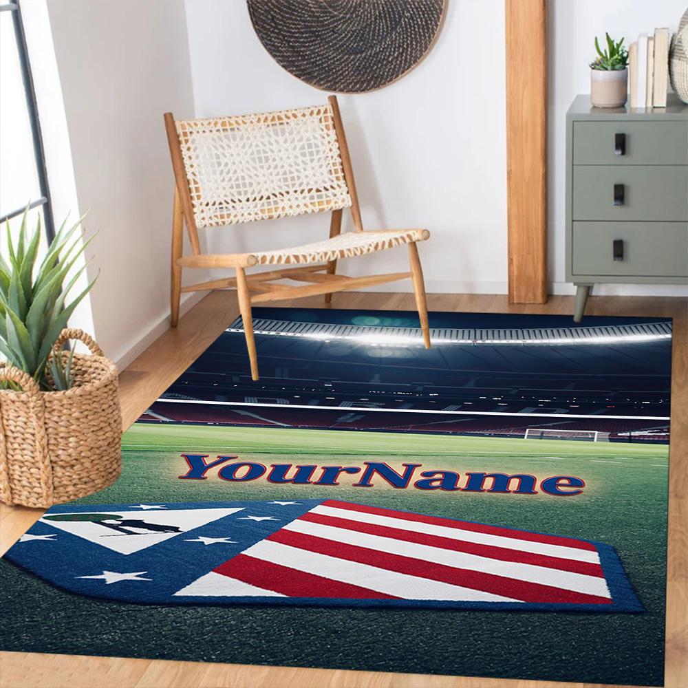 Atletico Madrid Customize Text Floor Rug Office Rug Suitable for Study room Kitchen Game Room Foyer Anti-slip Rug Office home decor Gift for Festivals