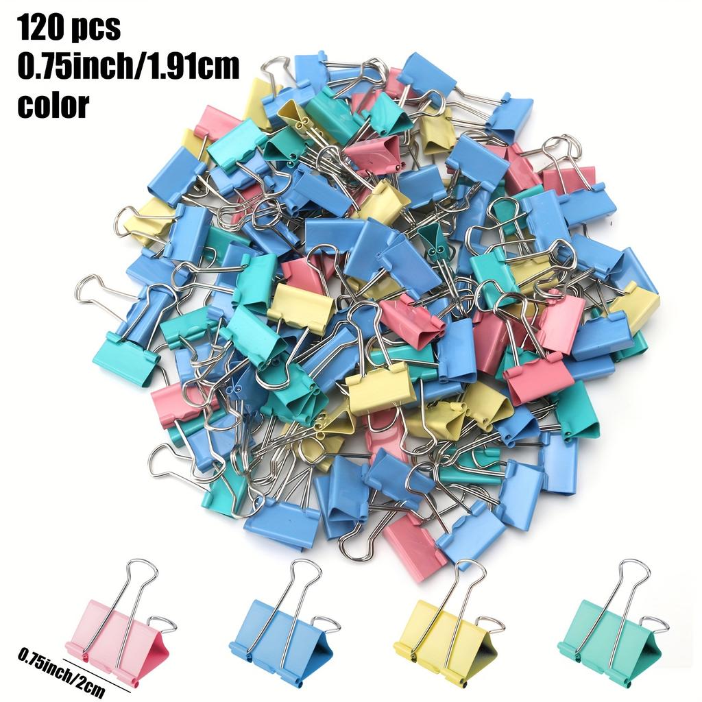 120pcs Binder Clips 0.75 Inch/2Cm, 120 Pack-Color Choices, Durable Hold for Papers & Home/Office Arrangement