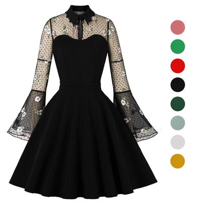 Women’s Retro Gothic Swing Dresses Embroidered Flutter Sleeve Sweetheart Neck Halloween Dress Evening Cocktail Party Casual Wear Occasion Outfit S-4XL