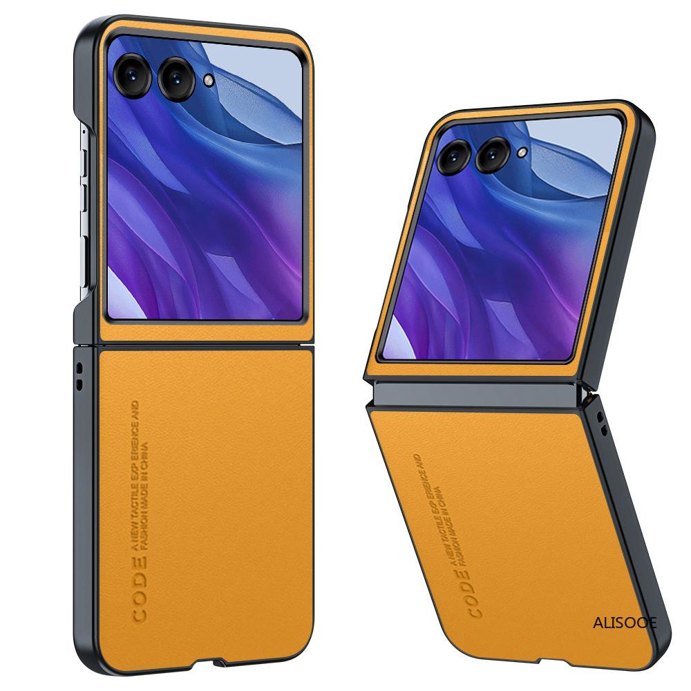 

Чехол для Motorola Razr 60 Ultra Razr 50 Текстура волокна PU-кожаный чехол для Motorola Moto Razr Ultra 2025 2024 Funda Capa Motorola Razr Ultra 2025 жёлтый